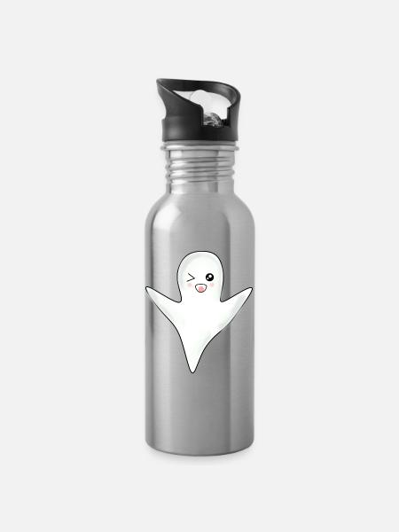 Kawaii Gespenst Geister Halloween Halloweenkostüm - Trinkflasche mit integriertem Trinkhalm - Lightsilver