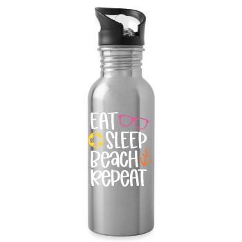 Eat Sleep Beach Repeat - Water bottle with straw - silver - Right