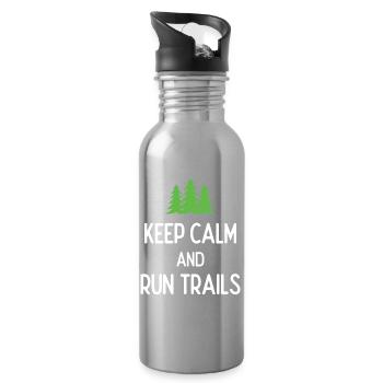 Ruhe bewahren und Trails laufen - Trinkflasche mit integriertem Trinkhalm - Lightsilver - Rechts