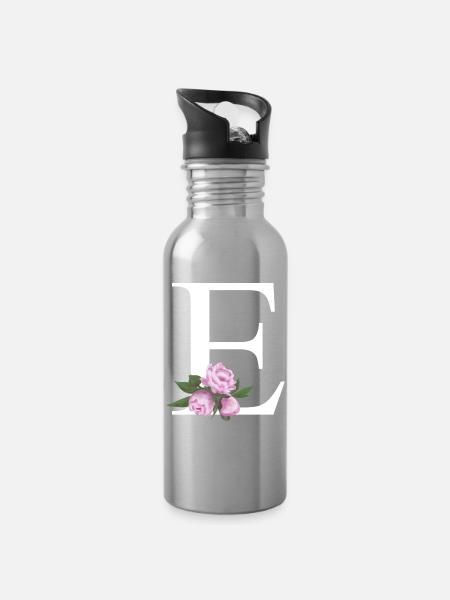 E - Trinkflasche mit integriertem Trinkhalm - Lightsilver