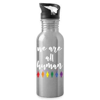 Mois de la fierté - Nous sommes tous humains - Gourde avec paille intégrée - argent clair - Droite