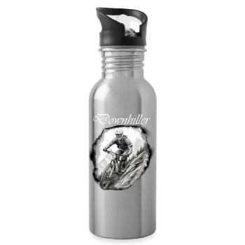 Downhiller white - Water bottle with straw - silver - Right