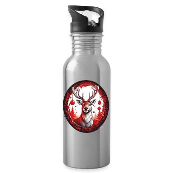 Rudolph das Rentier - Trinkflasche mit integriertem Trinkhalm - Lightsilver - Rechts