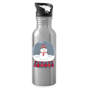 Glaskugel mit Schneemann - Trinkflasche mit integriertem Trinkhalm - Lightsilver - Rechts