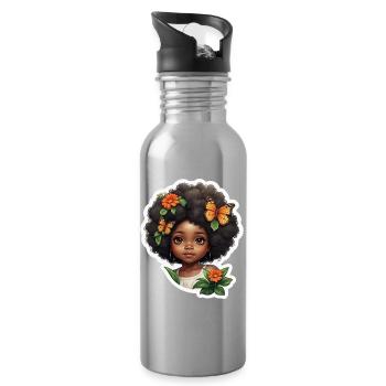 Natürliche African Beauty Illustration - Trinkflasche mit integriertem Trinkhalm - Lightsilver - Rechts