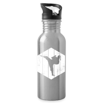 Karate Girl - Water bottle with straw - silver - Right