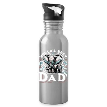 Dad Father's Day Love Father Son Daughter Parents - Water bottle with straw - silver - Right