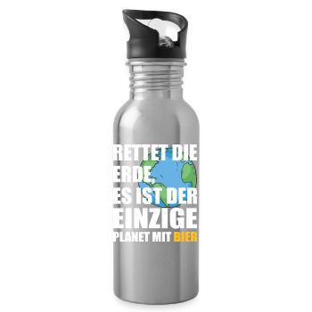 Bier Planet Retten - Trinkflasche mit integriertem Trinkhalm - Lightsilver - Rechts