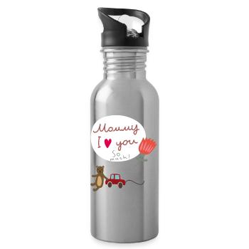 Mommy Muttertag - Trinkflasche mit integriertem Trinkhalm - Lightsilver - Rechts