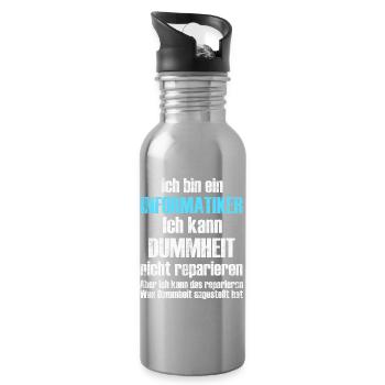 Informatiker Informatik - Trinkflasche mit integriertem Trinkhalm - Lightsilver - Rechts