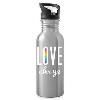 Mois de la fierté LGBT - Love Always - Gourde avec paille intégrée - argent clair - Droite