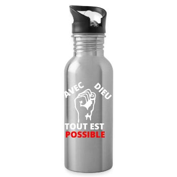 Faust des Protests, inspirierende Botschaft der Solidarität - Trinkflasche mit integriertem Trinkhalm - Lightsilver - Rechts