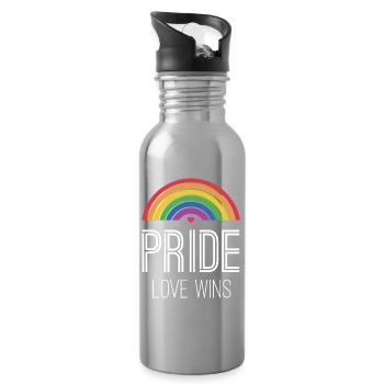 LGBTQ-Pride-Monat - Pride. Liebe gewinnt - Trinkflasche mit integriertem Trinkhalm - Lightsilver - Rechts