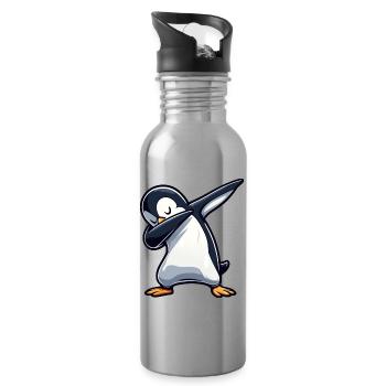 Pinguin Dab Dabbing Cool Entspannt - Trinkflasche mit integriertem Trinkhalm - Lightsilver - Rechts