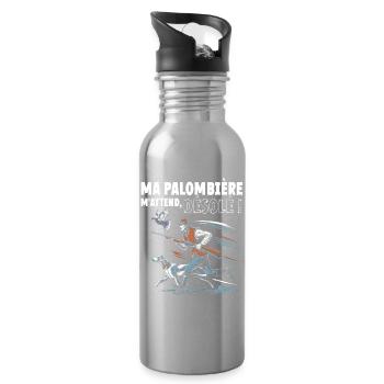 Ma palombière m'attend désolé humour chasse - Gourde avec paille intégrée - argent clair - Droite