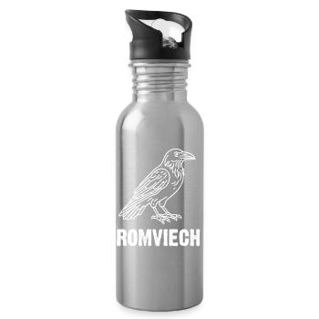 Romviech Österreich Dialekt  Mundart - Trinkflasche mit integriertem Trinkhalm - Lightsilver - Rechts