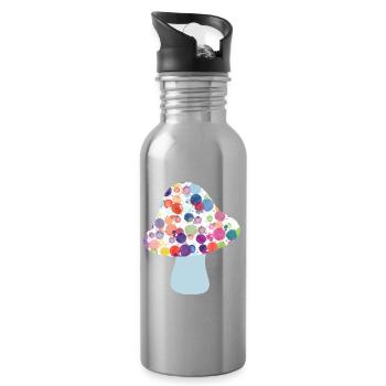 Champignon porte-bonheur d’automne points colorés pour enfants - Gourde avec paille intégrée - argent clair - Droite
