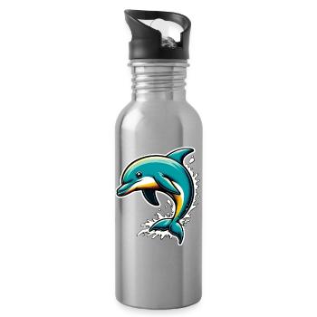 Dolphin - Water bottle with straw - silver - Right