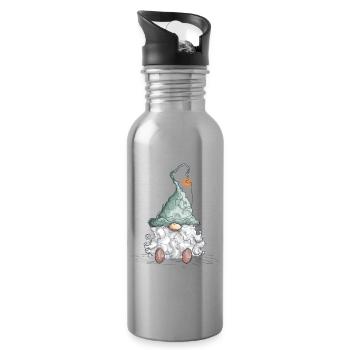 Wichtel Zwerg Weihnachtswichtel Feiertage - Trinkflasche mit integriertem Trinkhalm - Lightsilver - Rechts
