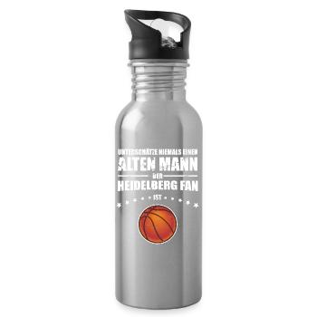 Alter Mann - Heidelberg Basketball Fan - Trinkflasche mit integriertem Trinkhalm - Lightsilver - Rechts