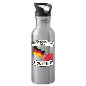 Ossipendence Day - Tag der deutschen Einheit - Trinkflasche mit integriertem Trinkhalm - Lightsilver - Rechts