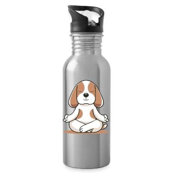 Meditierender Beagle – Ruhe & Achtsamkeit - Trinkflasche mit integriertem Trinkhalm - Lightsilver - Rechts