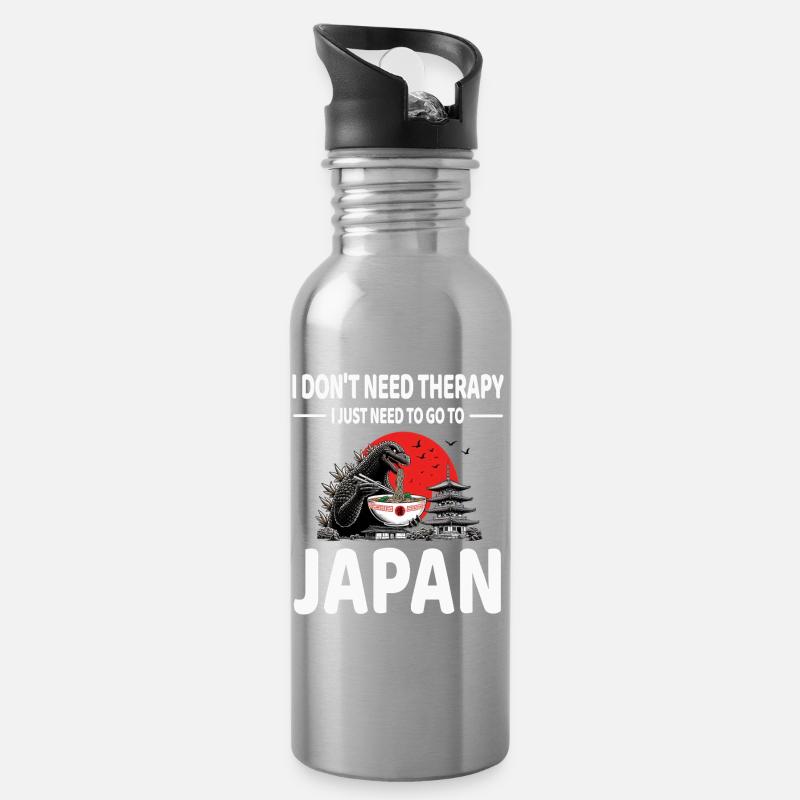 Japan - Trinkflasche mit integriertem Trinkhalm - Lightsilver
