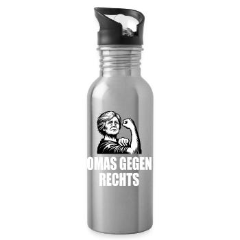 Omas gegen rechts - Trinkflasche mit integriertem Trinkhalm - Lightsilver - Rechts