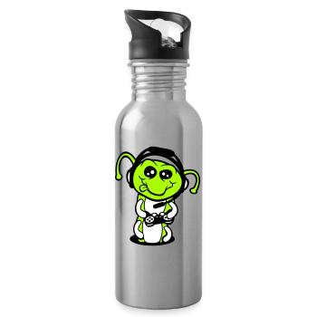 Gamer Caterpillar Nerd Gaming Controller Console Game - Water bottle with straw - silver - Right