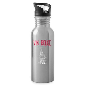 Vin Rouge Wein-Illustration auf Kleidung - Trinkflasche mit integriertem Trinkhalm - Lightsilver - Rechts
