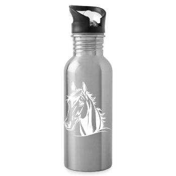 Chevaux T-shirt Cadeau Cavalier - Gourde avec paille intégrée - argent clair - Droite