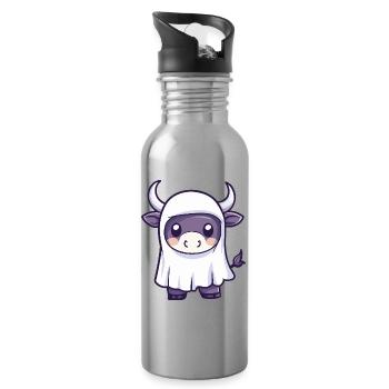 Bull Halloween fantôme - Gourde avec paille intégrée - argent clair - Droite