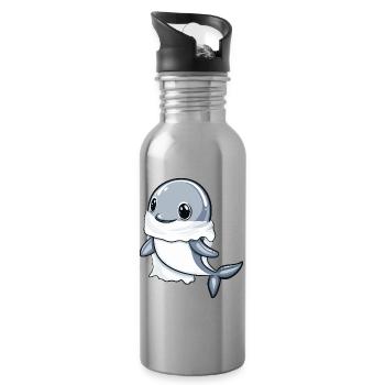 Dolphin Halloween Ghost - Water bottle with straw - silver - Right