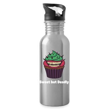 Sweet but Deadly Cupcake - Trinkflasche mit integriertem Trinkhalm - Lightsilver - Rechts