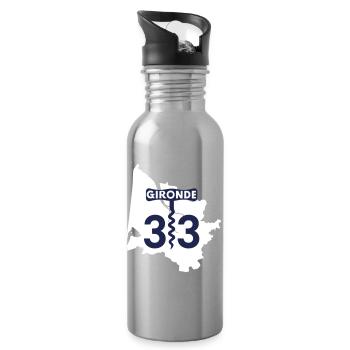 Gironde 33 - Gourde avec paille intégrée - argent clair - Droite