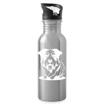 Hund weiß T-shirt Geschenk - Trinkflasche mit integriertem Trinkhalm - Lightsilver - Rechts