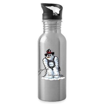 1421-michel-in-snow - Water bottle with straw - silver - Right