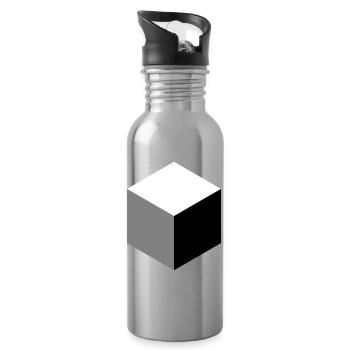 Geometric Cube Silhouette - Water bottle with straw - silver - Right