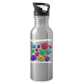 Fluff alarm: colorful fluffy monsters sing - Water bottle with straw - silver - Right