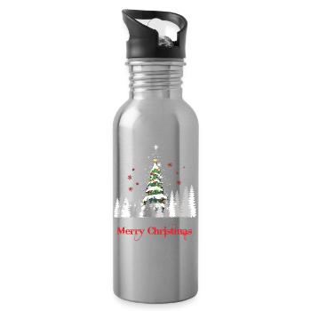 Glitzer Weihnachtsbaum Schnee - Weihnachtsgeschenk - Trinkflasche mit integriertem Trinkhalm - Lightsilver - Rechts
