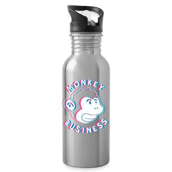 Monkey Business 3D - Affe Graffiti Urban Art - Water bottle with straw - silver - Right