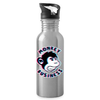 Monkey Business 3D – Urban Monkey Art - Water bottle with straw - silver - Right