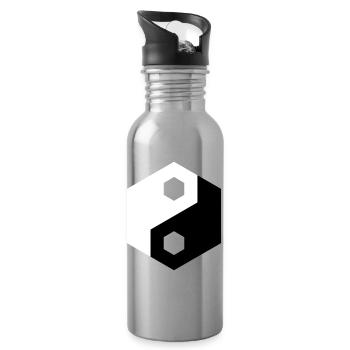 Hex-Ausschnitt Yin Yang - Trinkflasche mit integriertem Trinkhalm - Lightsilver - Rechts