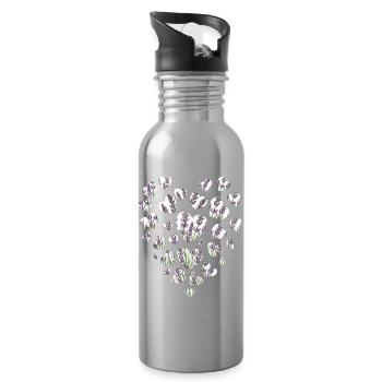 Cœur en Cœur Lavande en violet et blanc - Gourde avec paille intégrée - argent clair - Droite