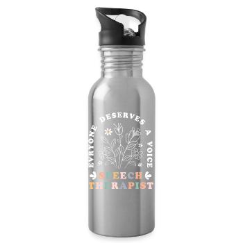 Sprachtherapeut Logopäde Logopädie - Trinkflasche mit integriertem Trinkhalm - Lightsilver - Rechts