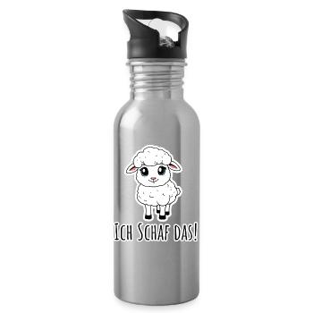 I can do it! The little lamb has self-confidence - Water bottle with straw - silver - Right