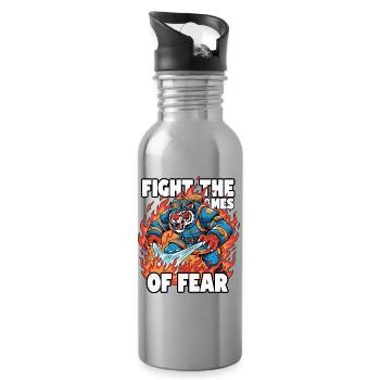 FireTiger combattant la peur - Gourde avec paille intégrée - argent clair - Droite
