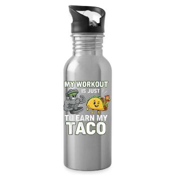 Mein Workout ist nur für Tacos Fitness Spruch - Trinkflasche mit integriertem Trinkhalm - Lightsilver - Rechts