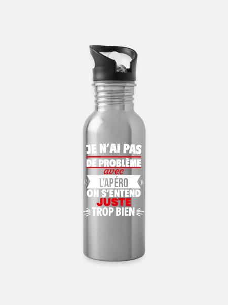 Nur mit Aperitif-Humor - Trinkflasche mit integriertem Trinkhalm - Lightsilver
