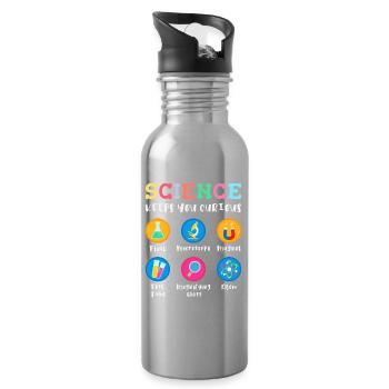 Science arouses curiosity - Water bottle with straw - silver - Right